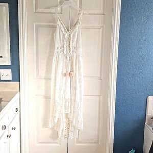 NWOT White Maxi Lace Sundress w adjustable Spaghetti Straps 2XL White
